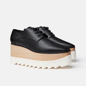 Stella McCartney Elyse Platform Derbys Black Faux Leather 35 LIKE NEW